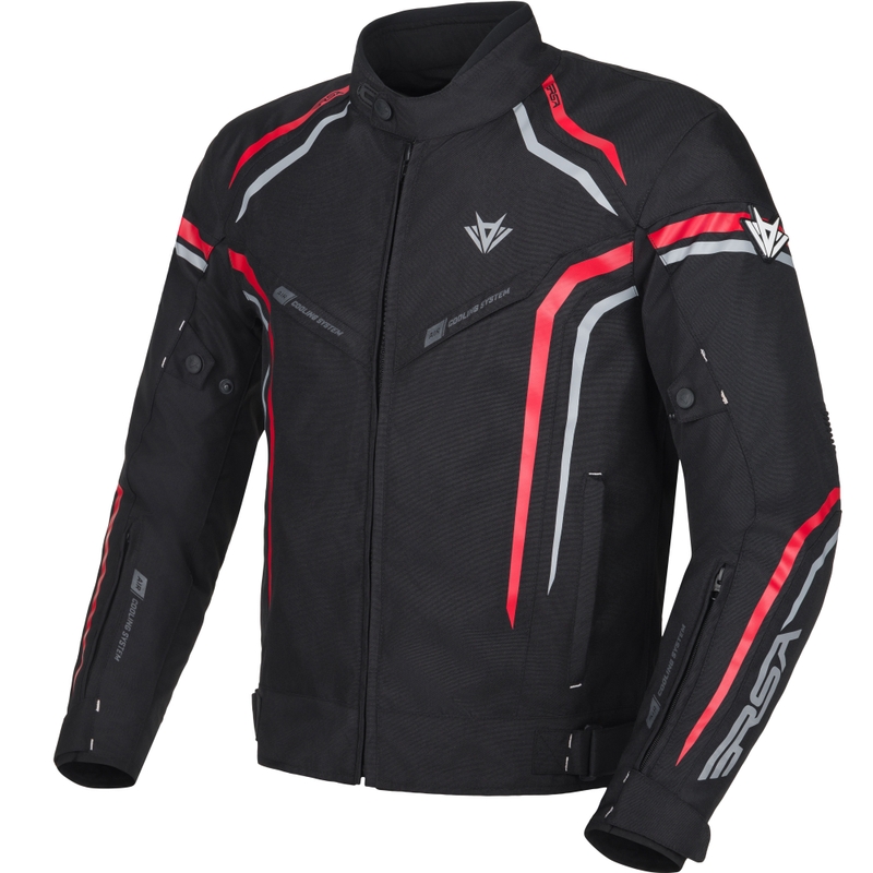 Kurtka motocyklowa RSA Compact 2 czarno-szaro-czerwona