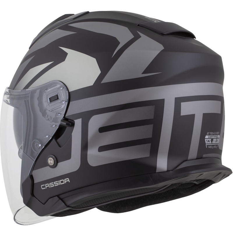 Kask motocyklowy Cassida Jet Tech 2.0 RoTo Open Face, matowy, czarno-szaro-biały