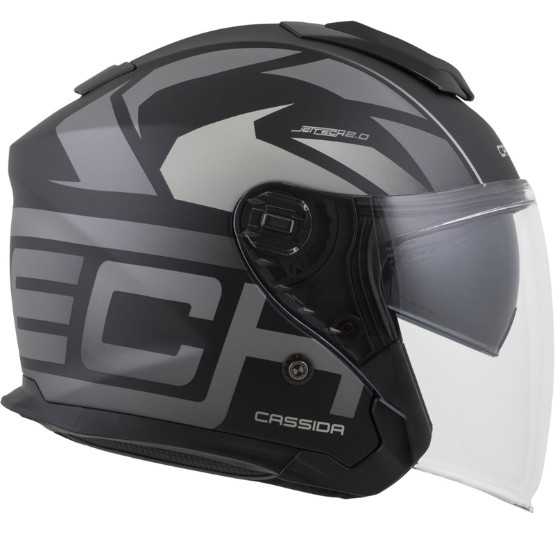 Kask motocyklowy Cassida Jet Tech 2.0 RoTo Open Face, matowy, czarno-szaro-biały