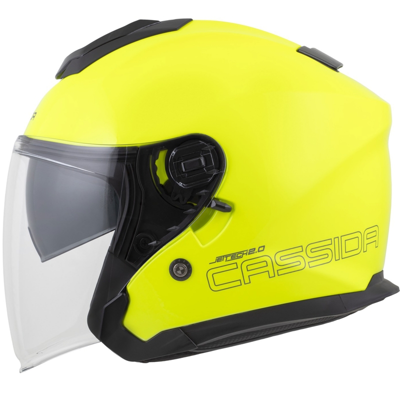 Kask motocyklowy otwarty Cassida Jet Tech 2.0 RoTo w kolorze fluo żółto-czarno-szarym