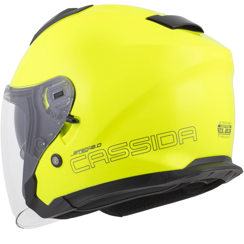 Kask motocyklowy otwarty Cassida Jet Tech 2.0 RoTo w kolorze fluo żółto-czarno-szarym