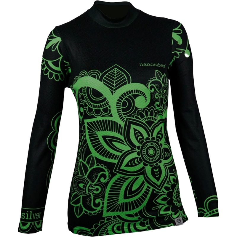 Damska koszulka termoaktywna nanosilver® Flower green - długi rękaw
