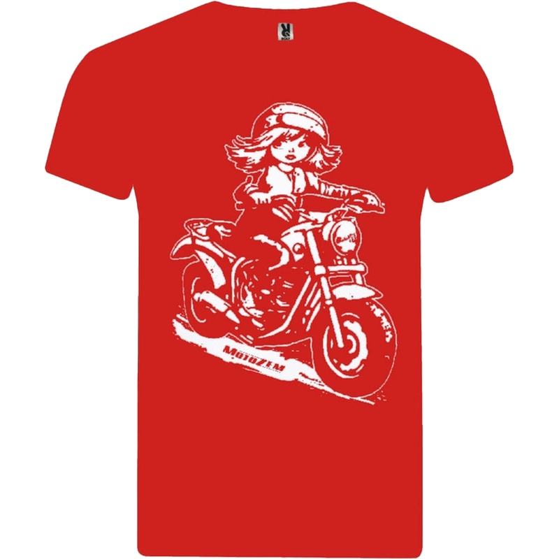 T-shirt dziewczęcy MotoZem - Biker czerwony