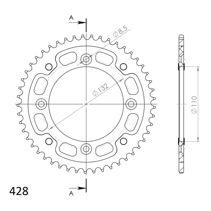 Rear sprocket SUPERSPROX STEALTH red 49T, 428
