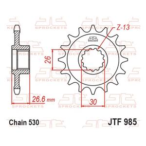Front sprocket JT JTF 985-19RB 19T, 530 rubber cushioned
