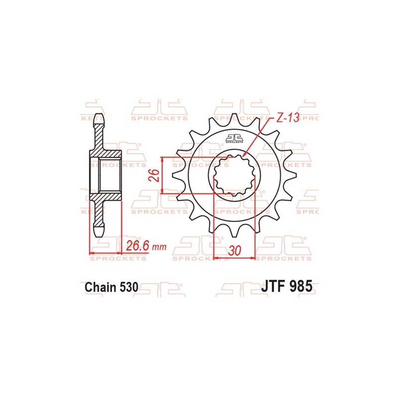 Front sprocket JT 19T, 530 rubber cushioned