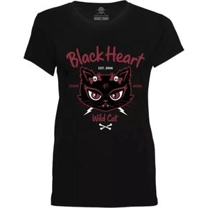 Damska koszulka Black Heart Wild Cat czarna