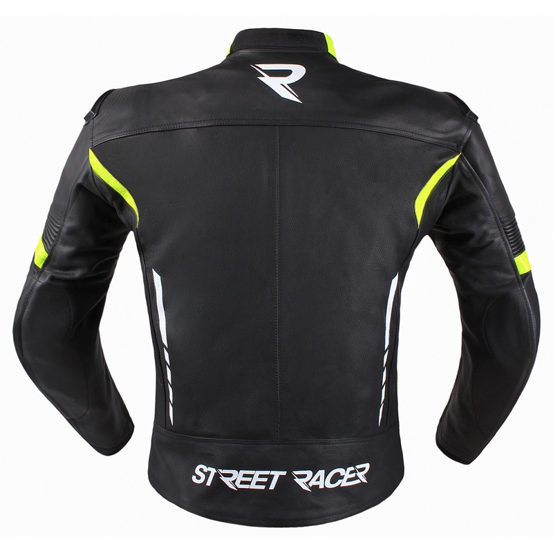 Skórzana kurtka motocyklowa Street Racer Bexter czarno-biało-fluo żółta wyprzedaż