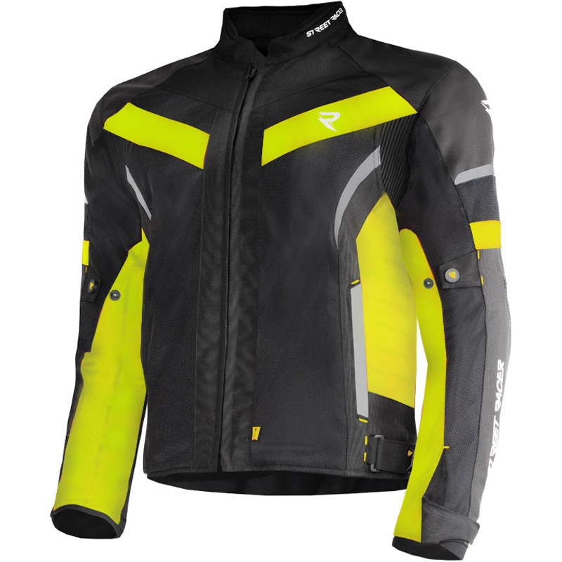 Kurtka motocyklowa Street Racer Evans Air czarno-fluo-żółta