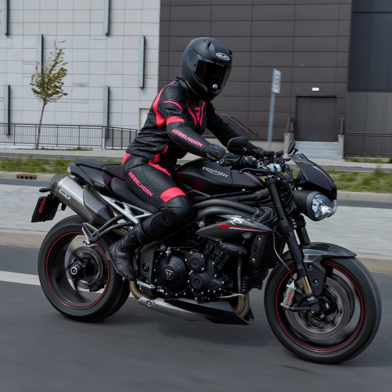 Kurtka motocyklowa damska Rebelhorn Rebel czarno-fluo różowa