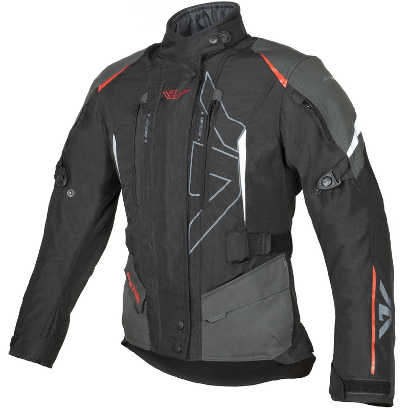 Kurtka motocyklowa damska Ayrton Teressa II czarno-szaro-fluo czerwona