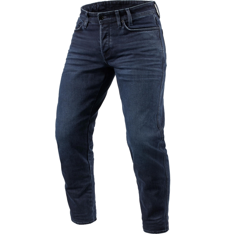 Revit Ortes TF Extra Cropped Motocyklowe Jeansy Washed Dark Blue-Black