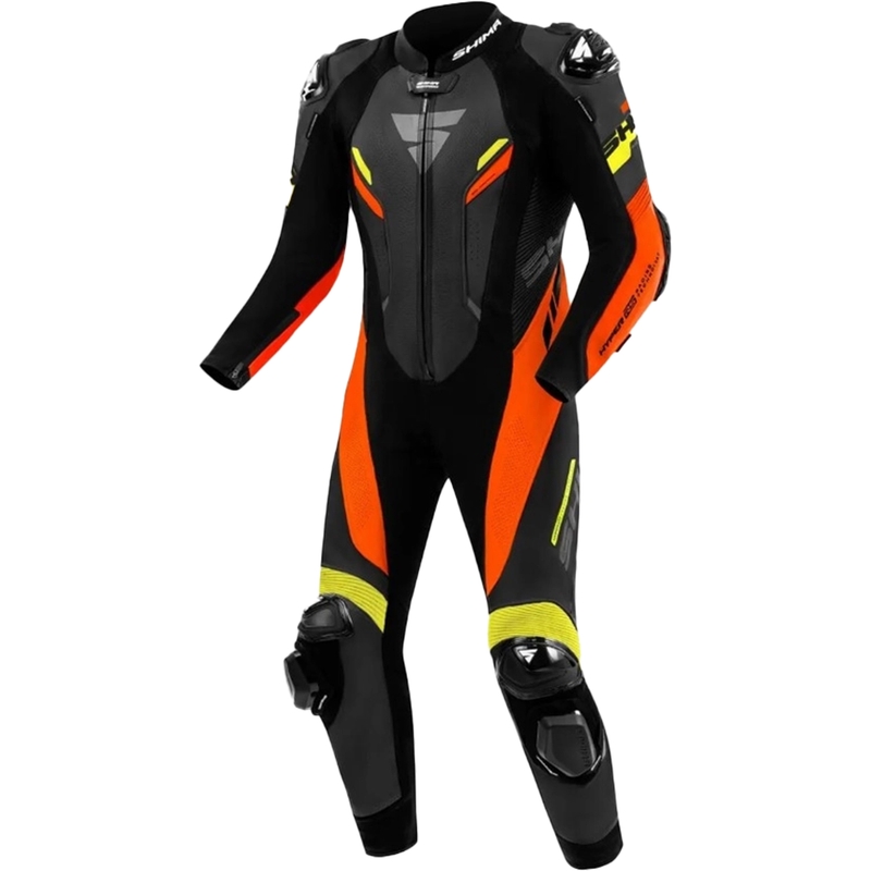 Skórzany kombinezon motocyklowy Shima Hyper-RS w kolorze czarno-fluo pomarańczowo-żółtym