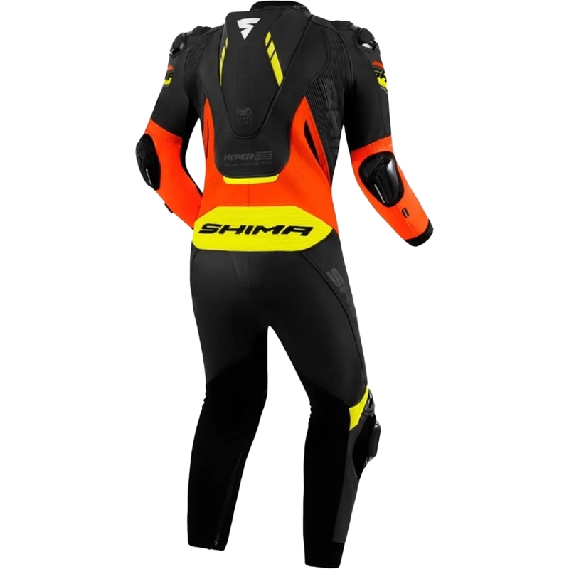 Skórzany kombinezon motocyklowy Shima Hyper-RS w kolorze czarno-fluo pomarańczowo-żółtym