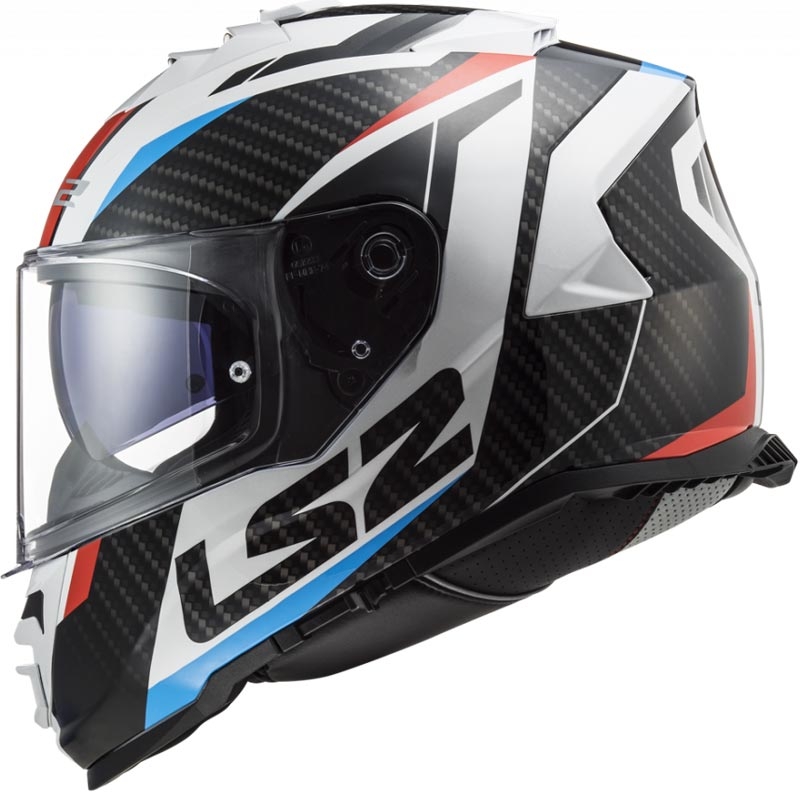 Kask motocyklowy integralny LS2 FF800 Storm II Racer biało-czarno-czerwono-niebieski