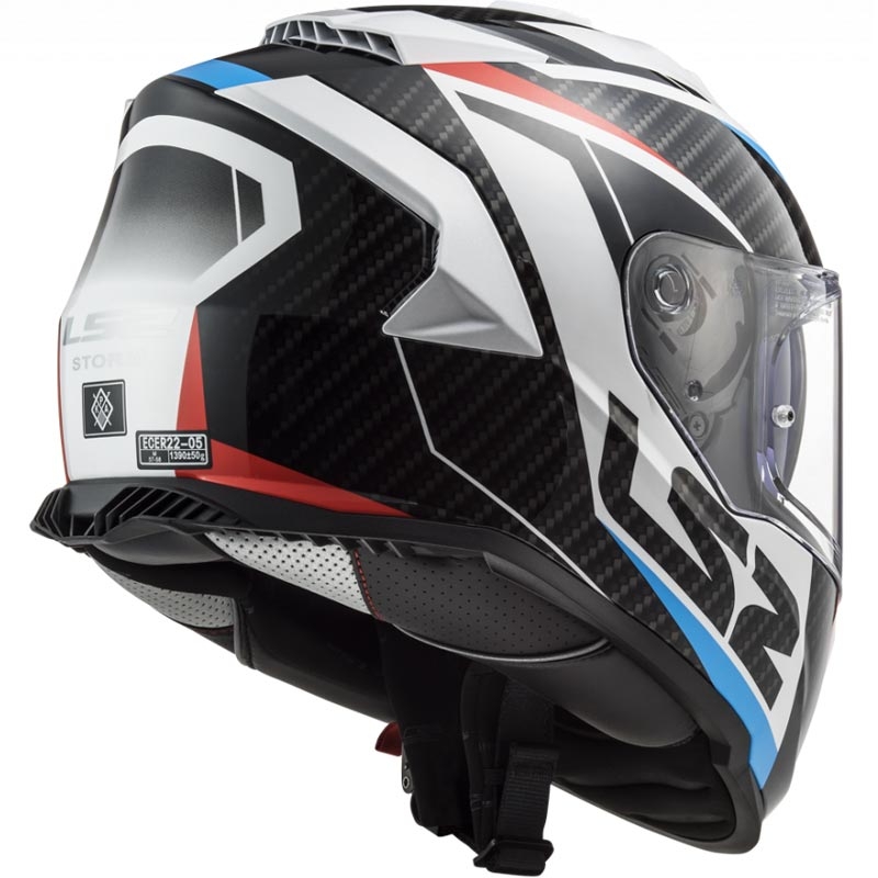 Kask motocyklowy integralny LS2 FF800 Storm II Racer biało-czarno-czerwono-niebieski