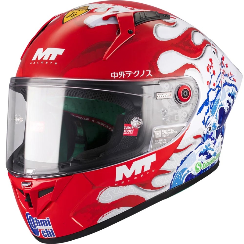 Kask motocyklowy integralny KRE + S Yamanaka A5 czerwono-biały