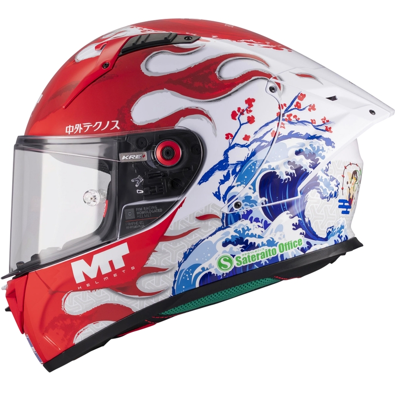 Kask motocyklowy integralny KRE + S Yamanaka A5 czerwono-biały