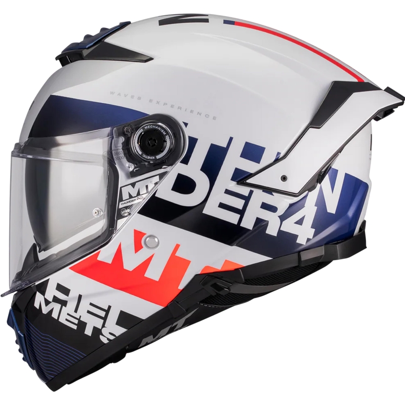 Kask motocyklowy integralny MT Thunder 4 SV Waves A17 biało-niebiesko-czerwony