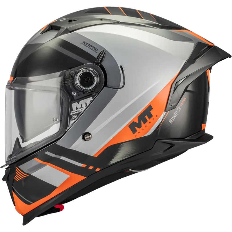 Kask motocyklowy integralny MT Braker SV Inception B4 czarno-szaro-pomarańczowy