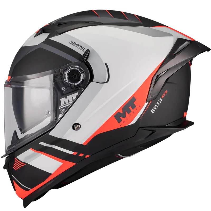 Kask motocyklowy integralny MT Braker SV Inception B5 matowy czarno-szaro-czerwony
