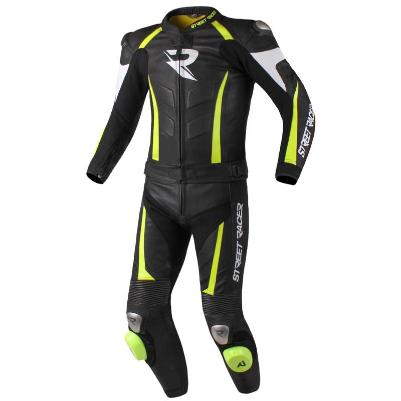 Kombinezon motocyklowy Street Racer Fasttrack czarno-biało-fluo żółty wyprzedaż