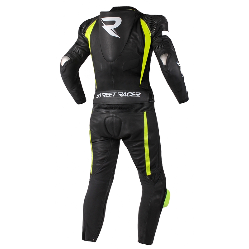 Kombinezon motocyklowy Street Racer Fasttrack czarno-biało-fluo żółty wyprzedaż