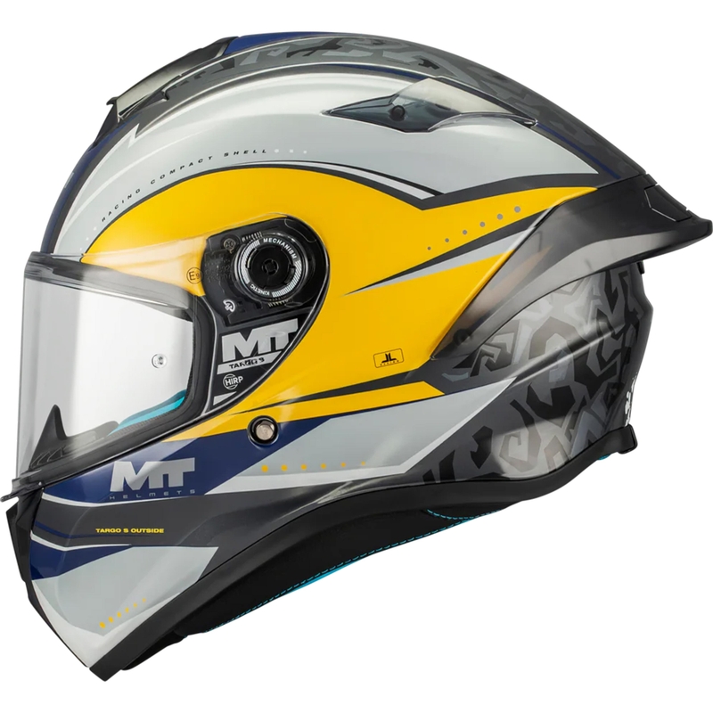 Kask motocyklowy integralny MT Targo S Outside C3 szaro-żółto-niebieski