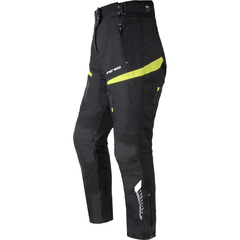 Damskie spodnie motocyklowe Street Racer Vix w kolorze czarno-fluo żółtym