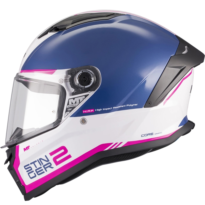 Kask motocyklowy integralny MT Stinger 2 Core A8 niebiesko-biało-różowy