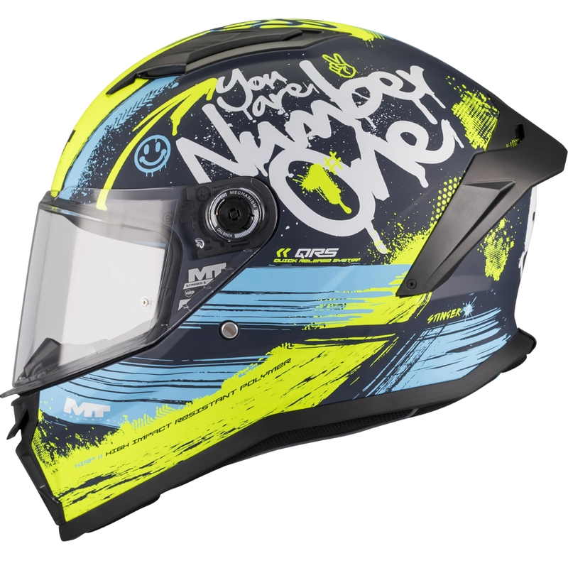 Kask motocyklowy integralny MT Stinger 2 Rocket C3 niebiesko-fluo żółty