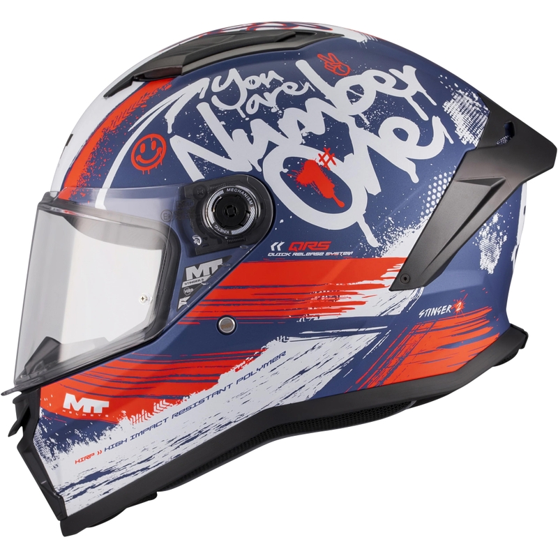 Kask motocyklowy integralny MT Stinger 2 Rocket C17 matowy niebiesko-czerwono-szary
