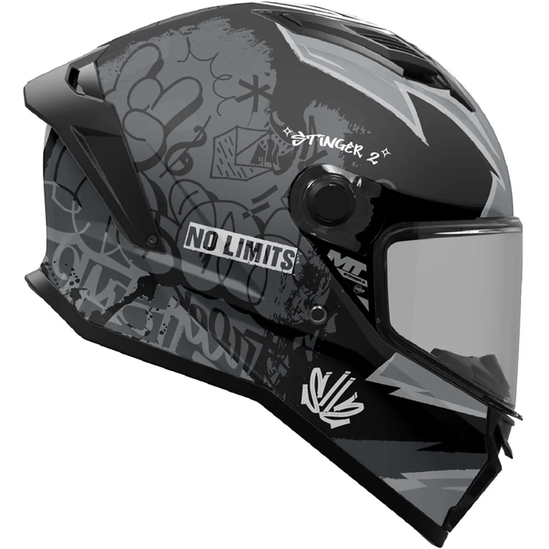 Kask motocyklowy integralny MT Stinger 2 Tagger B2 matowy czarno-szary