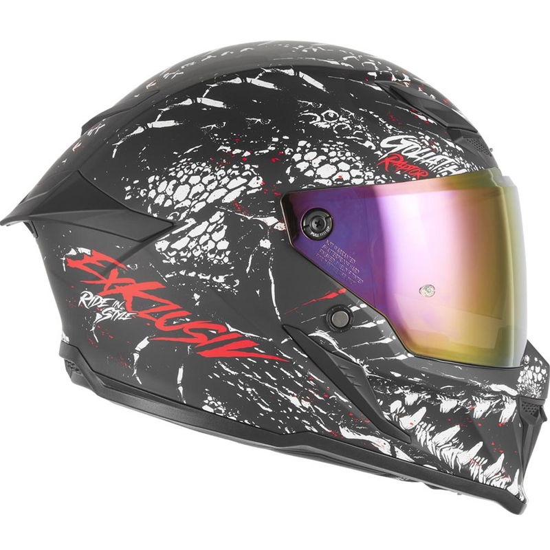 Kask motocyklowy integralny NOX Exklusiv Goliath Raptor matowy czarno-biało-czerwony