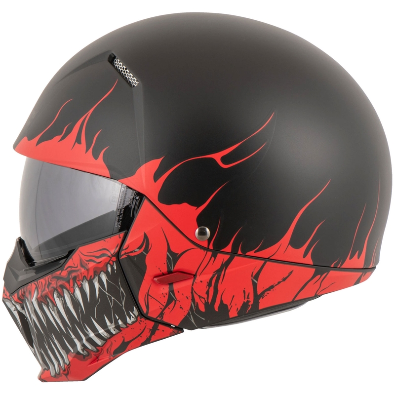 Kask otwarty z maską HJC i20 Scraw MC1SF biało-czerwono-czarny wyprzedaż