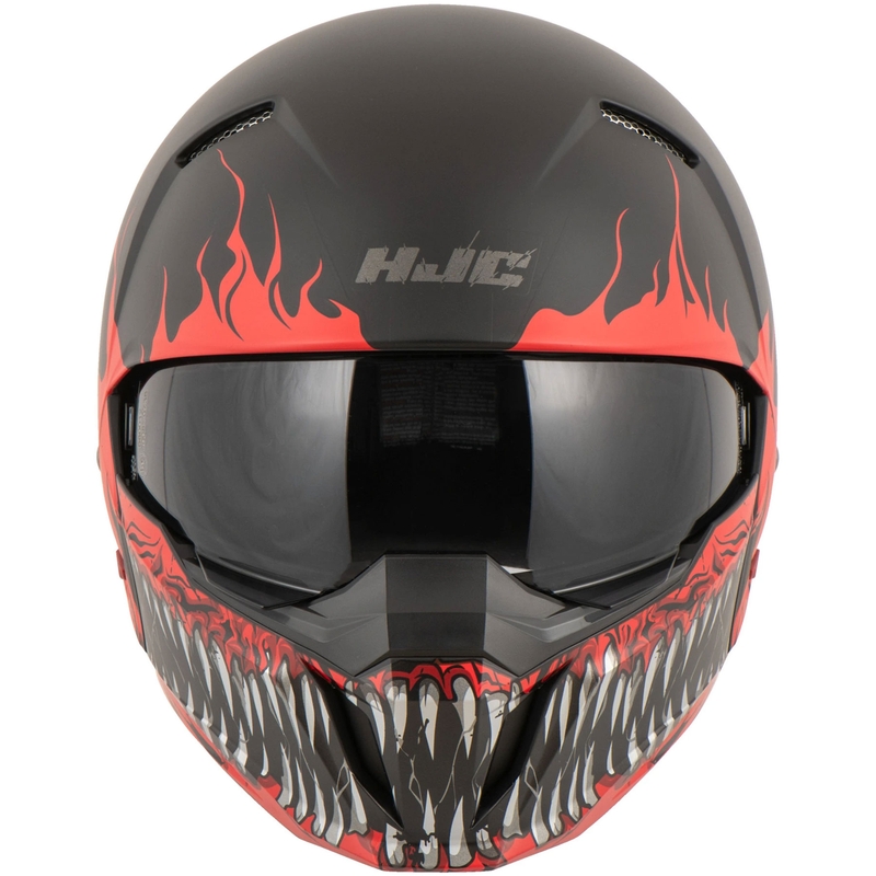 Kask otwarty z maską HJC i20 Scraw MC1SF biało-czerwono-czarny wyprzedaż