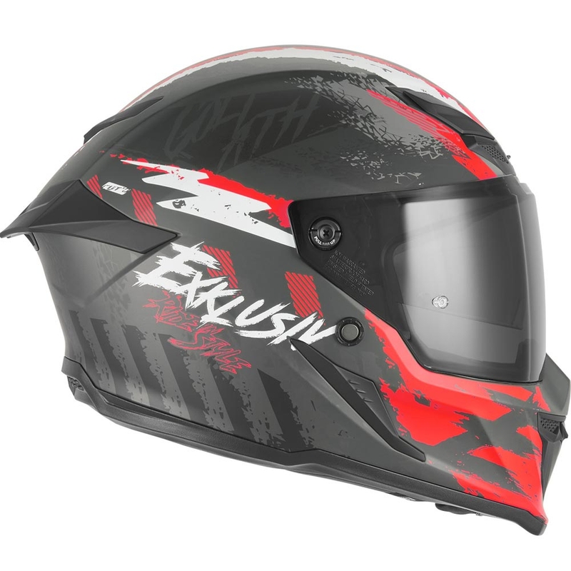 Kask motocyklowy integralny NOX Exklusiv Goliath Cut'D matowy czarno-czerwony
