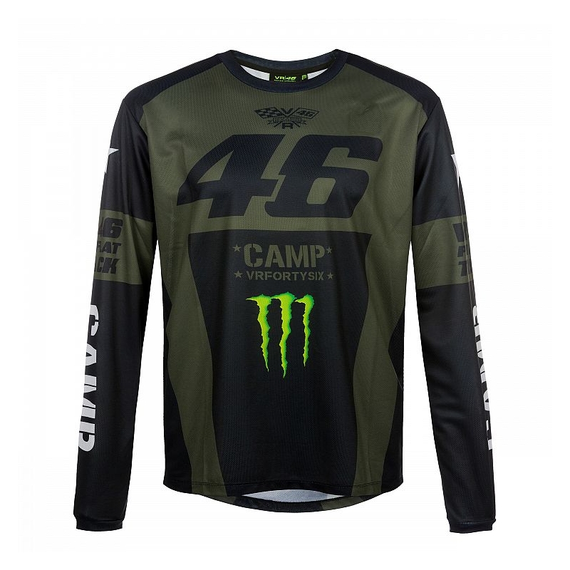 Koszulka z długim rękawem VR46 Valentino Rossi MONSTER CAMP zielono-czarna
