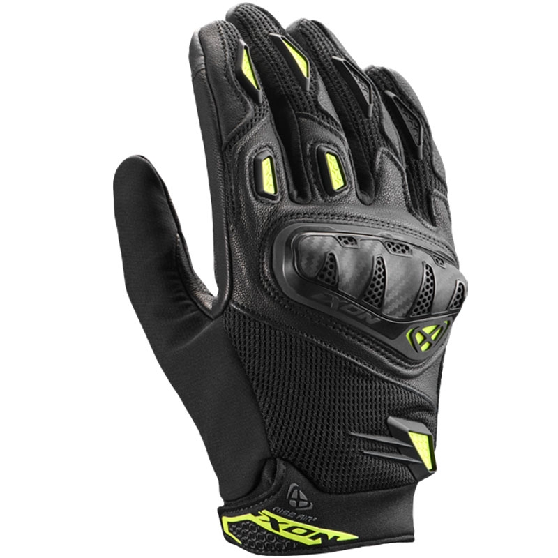 Rękawice motocyklowe IXON Rise Air 2 czarno-fluo-żółte
