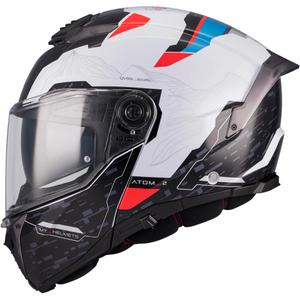 Kask motocyklowy typu flip-up MT Atom 2 SV Highlands A7 czarno-biało-niebiesko-czerwony