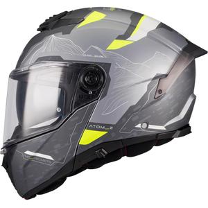 Kask motocyklowy typu flip-up MT Atom 2 SV Highlands E2 matowy czarno-szary-fluo żółty