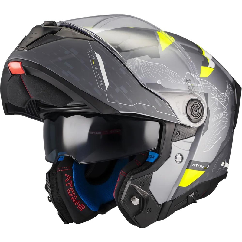 Kask motocyklowy typu flip-up MT Atom 2 SV Highlands E2 matowy czarno-szary-fluo żółty