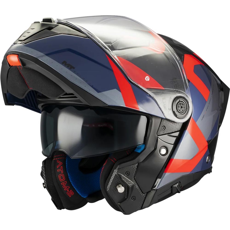 Kask motocyklowy typu flip-up MT Atom 2 SV Dexter B15 niebiesko-czarno-czerwony