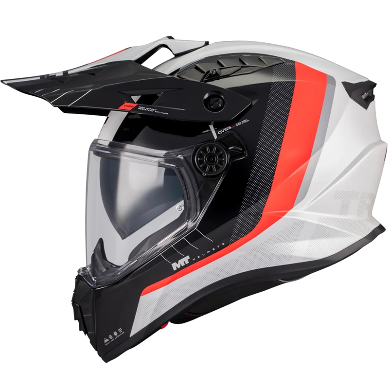 Kask motocyklowy enduro MT Track SV Nomad A15 biało-czarno-czerwony