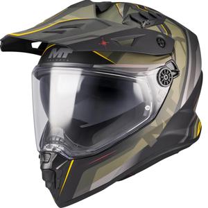 Kask motocyklowy enduro MT Track SV Questor B6 matowy czarno-zielono-brązowo-fluo żółty