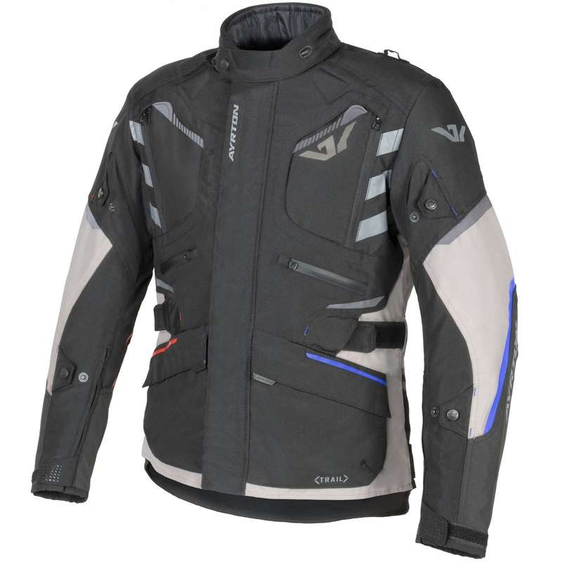 Kurtka motocyklowa Ayrton Trail biało-czarno-czerwono-niebiesko-szara