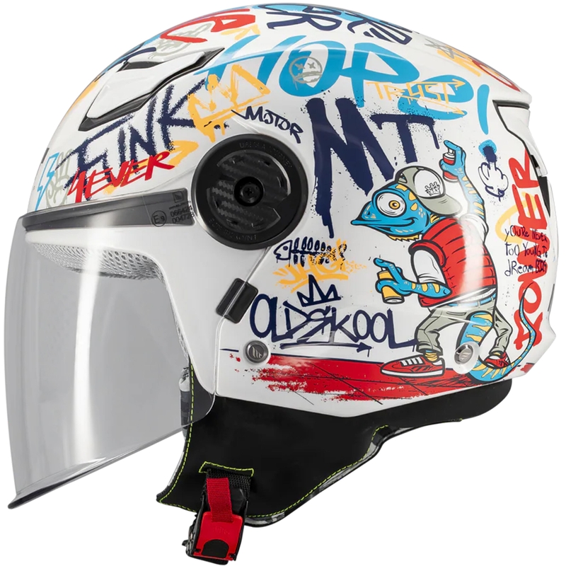 Kask motocyklowy otwarty dziecięcy MT Lite Crew A5 biało-niebiesko-czerwony