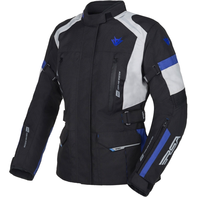 Damska kurtka motocyklowa RSA EXO 2 czarno-szaro-niebieska