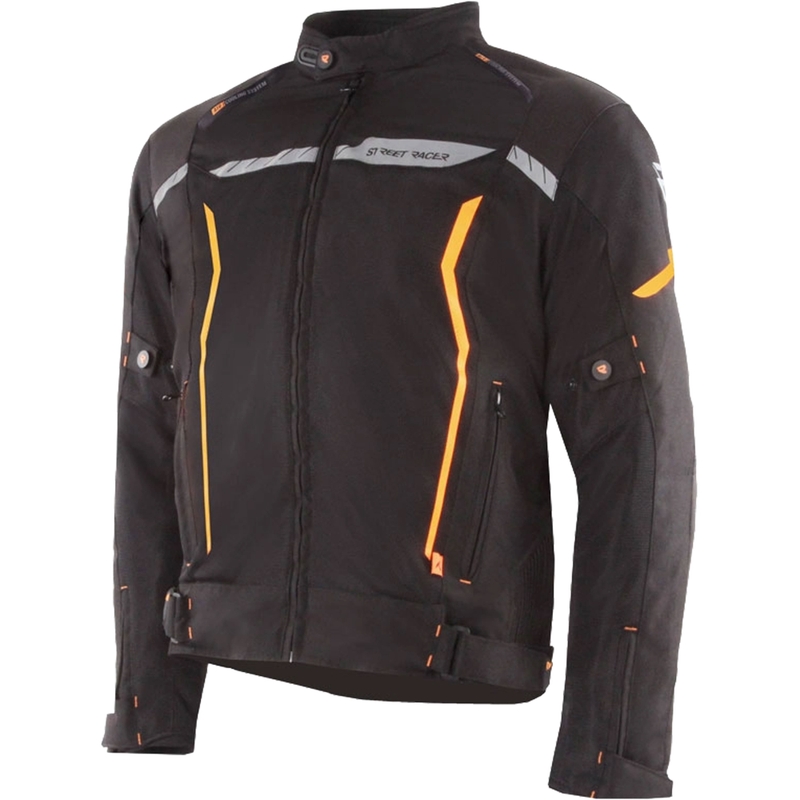 Kurtka motocyklowa Street Racer Flex czarno-pomarańczowa