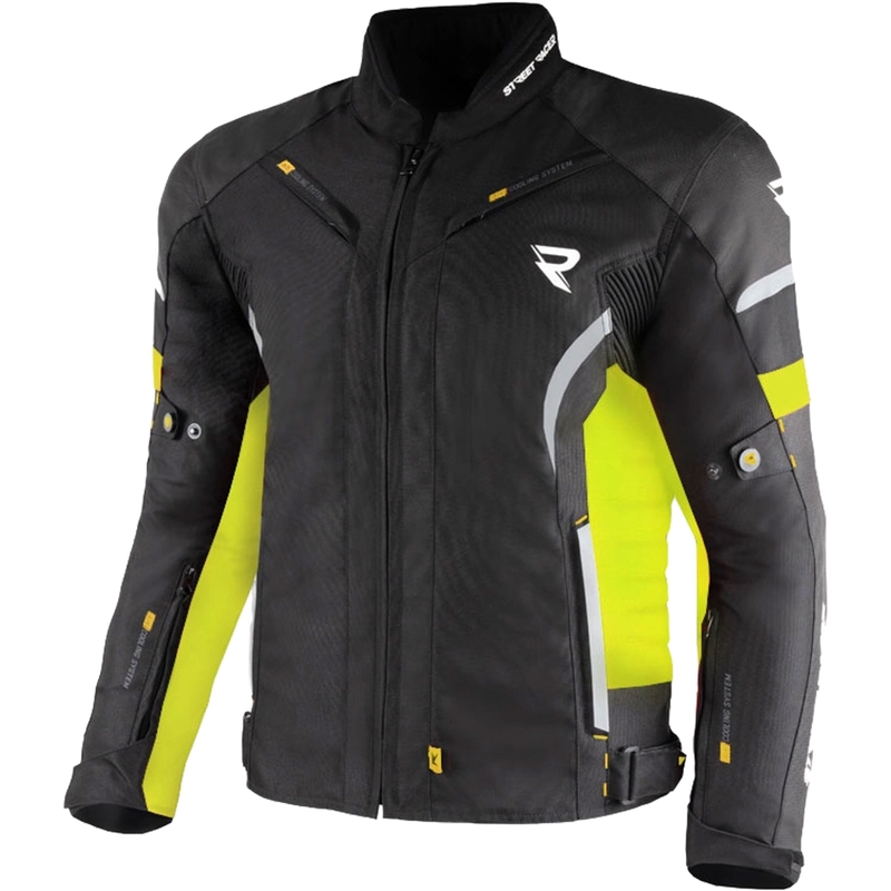 Kurtka motocyklowa Street Racer Evans w kolorze czarno-fluo-żółtym